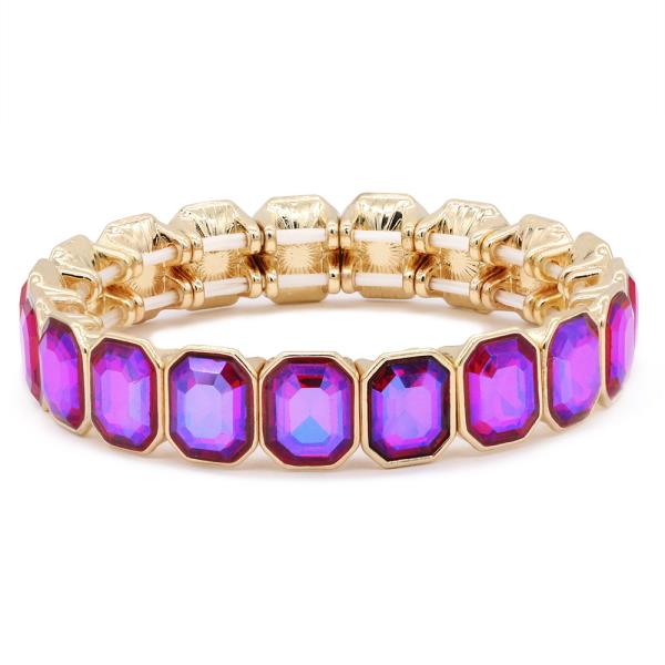 CRYSTAL STONE RECTANGLE STRETCH BRACELET