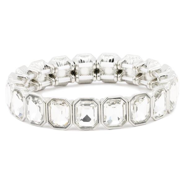 CRYSTAL STONE RECTANGLE STRETCH BRACELET