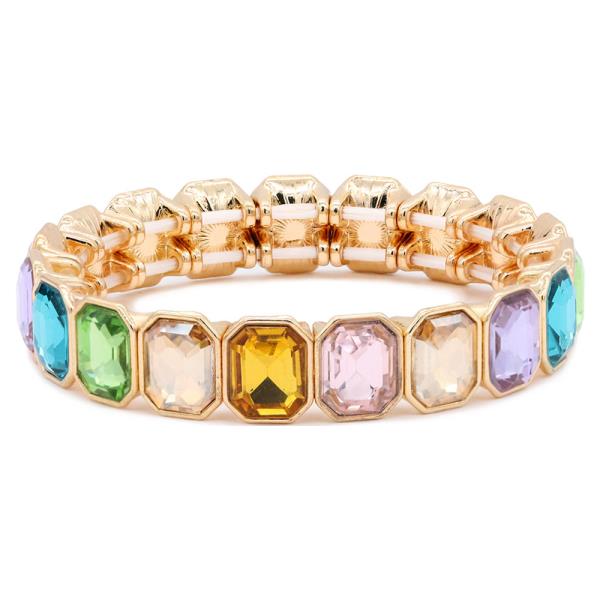 CRYSTAL STONE RECTANGLE STRETCH BRACELET