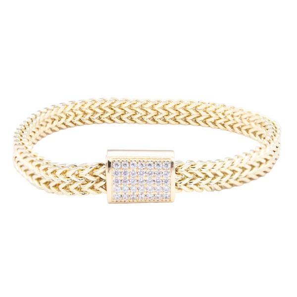 CHEVRON PATTERN STRETCH BRACELET WITH SQUARE RHINESTONE DETAIL