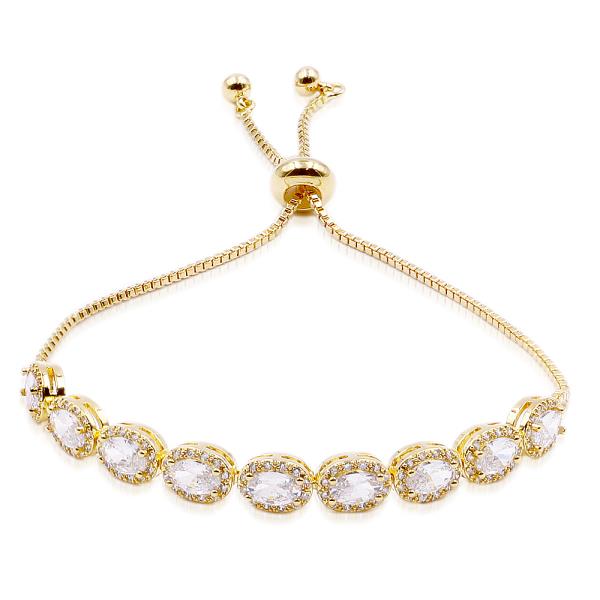 OVAL LINK SLIDER CRYSTAL STONE BRACELET