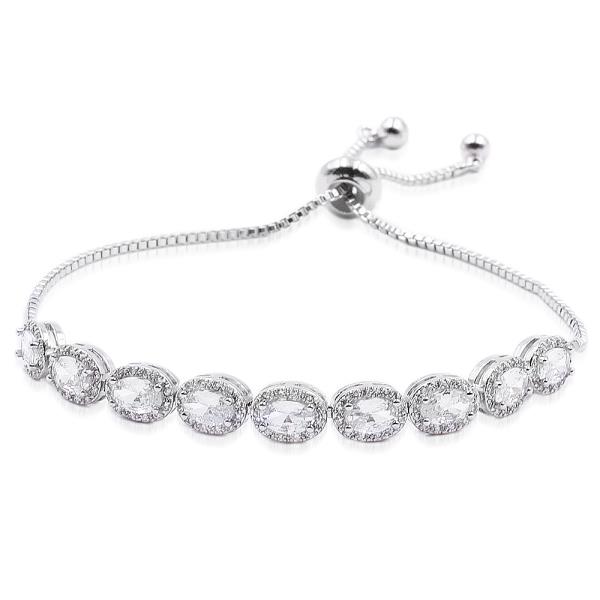 OVAL LINK SLIDER CRYSTAL STONE BRACELET