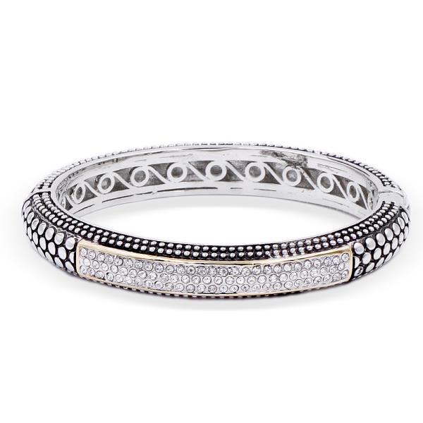 RHINESTONE STUDDED METAL BANGLE BRACELET