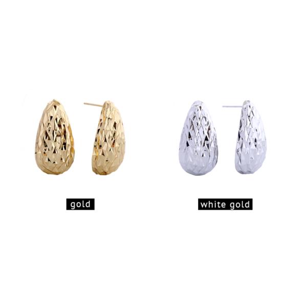 14K GOLD/WHITE GOLD DIPPED PEAR GEOMETRIC STUD EARRING