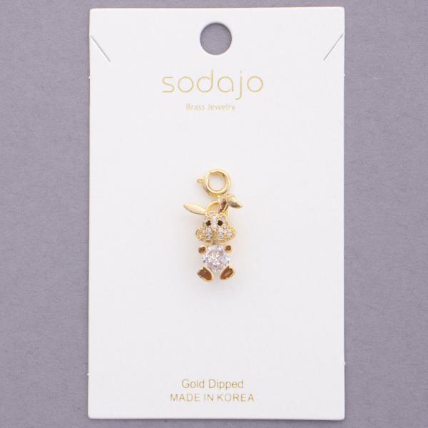 SODAJO BUNNY RHINESTONE GOLD DIPPED NECKLACE CHARM