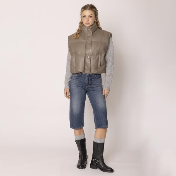 (PRE ORDER) FAUX LEATHER PADDED VEST