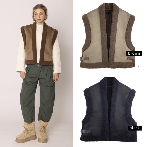 SIDE BUCKLE SHEARLING VEST