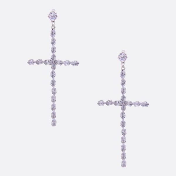 CROSS RHINESTONE DANGLE EARRING