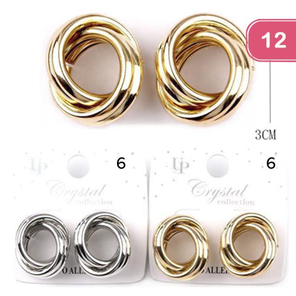 METAL ROUND LINK POST EARRING (12 UNITS)