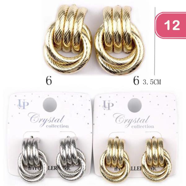 METAL ROUND LINK POST EARRING (12 UNITS)