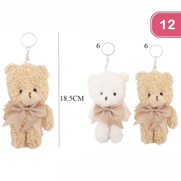 CUTE TEDDY BEAR KEYCHAIN WITH BOW (12 UNITS)