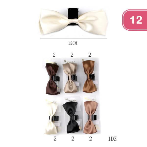 SILK BOW HAIR CLAW CLIP (12 UNITS)