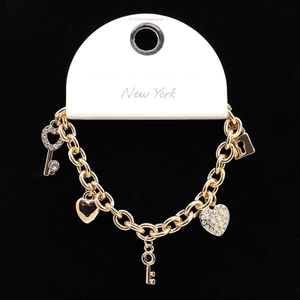 SECRET BOX KEY HEART CHARM LINK METAL BRACELET