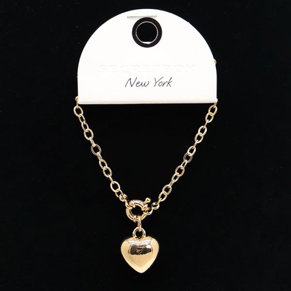 SECRET BOX HEART CHARM LINK METAL BRACELET