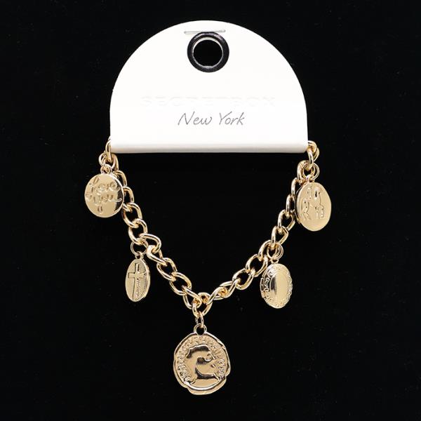 SECRET BOX COIN CHARM CIRCLE LINK METAL BRACELET