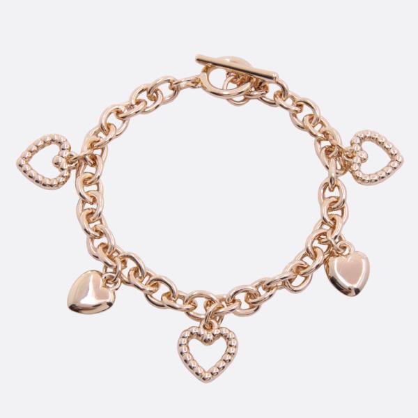 SODAJO HEART CHARM CIRCLE LINK GOLD DIPPED BRACELET