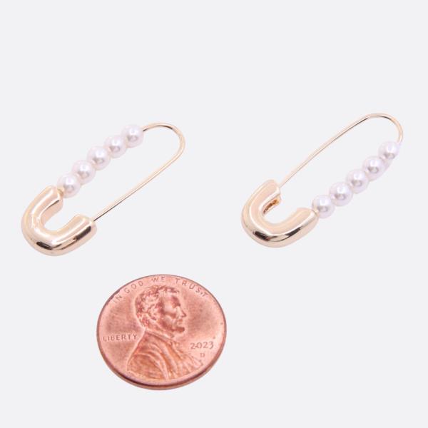 SODAJO PEARL SAFETY PIN GOLD DIPPED EARRING