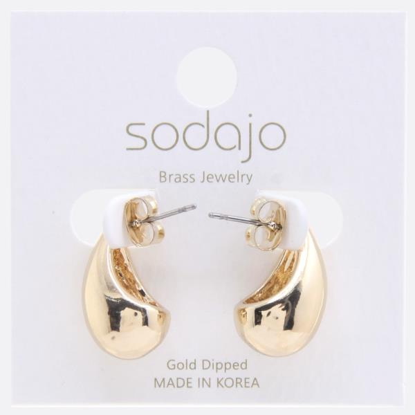 SODAJO TEARDROP DOME GOLD DIPPED EARRING