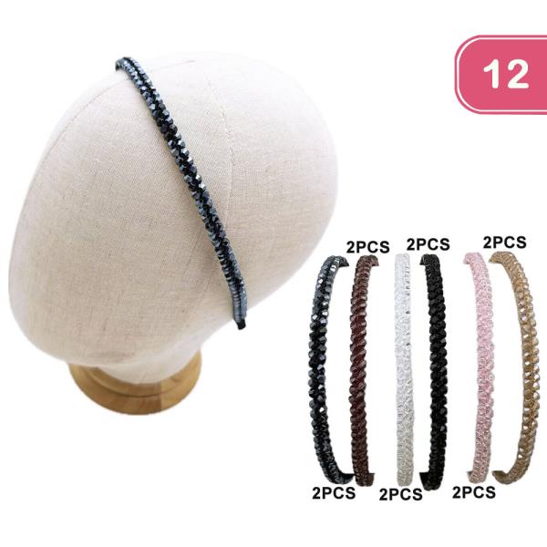 BEAD HAIR HEADBAND (12 UNITS)