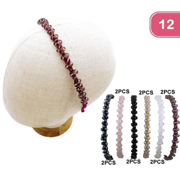 BEAD HAIR HEADBAND (12 UNITS)