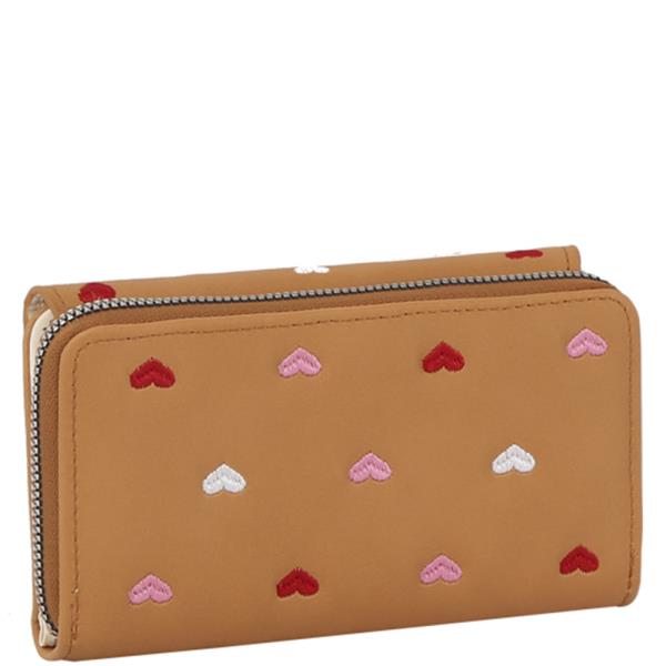 (PRE-ORDER / ONLINE ONLY) hearts printed pom strap zipper wallet