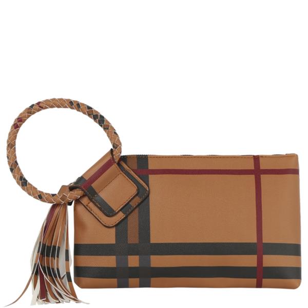 (PRE-ORDER / ONLINE ONLY) plaid design bangle style tassel clutch bag