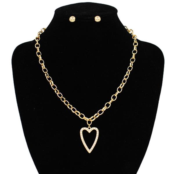 HEART PENDANT CIRCLE LINK NECKLACE