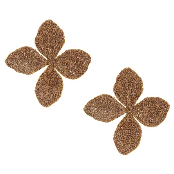 WIDE RHINESTONE FLOWER POST EARRING