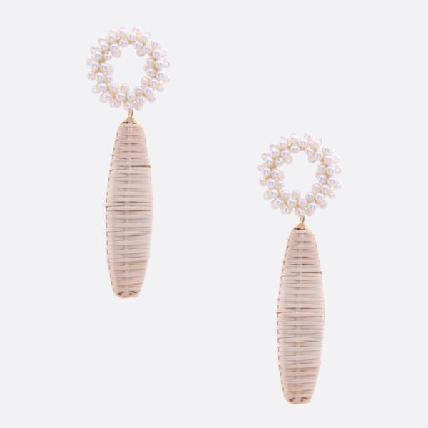 PEARL RING WOVEN BEAD DANGLE EARRING