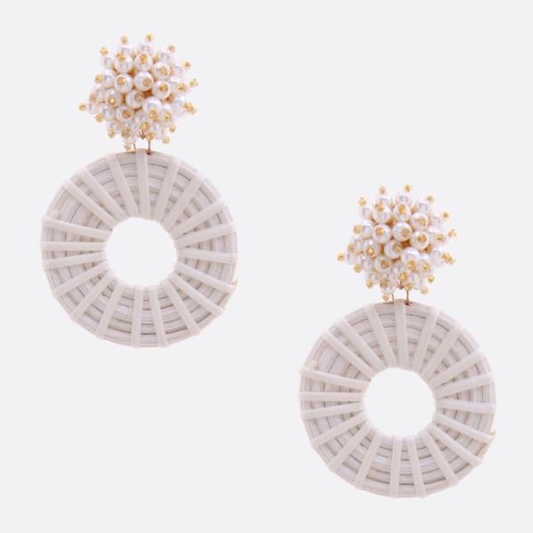 PEARL CLUSTER WOVEN CIRCLE DANGLE EARRING