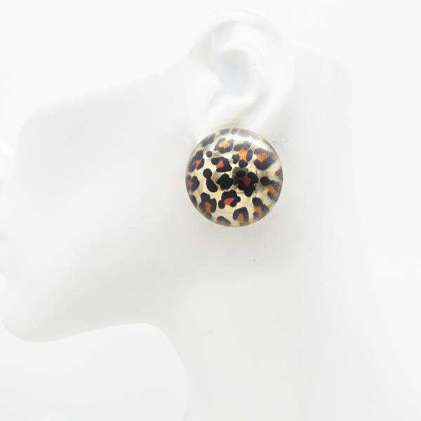 ANIMAL PRINT ROUND SHAPE EARRING