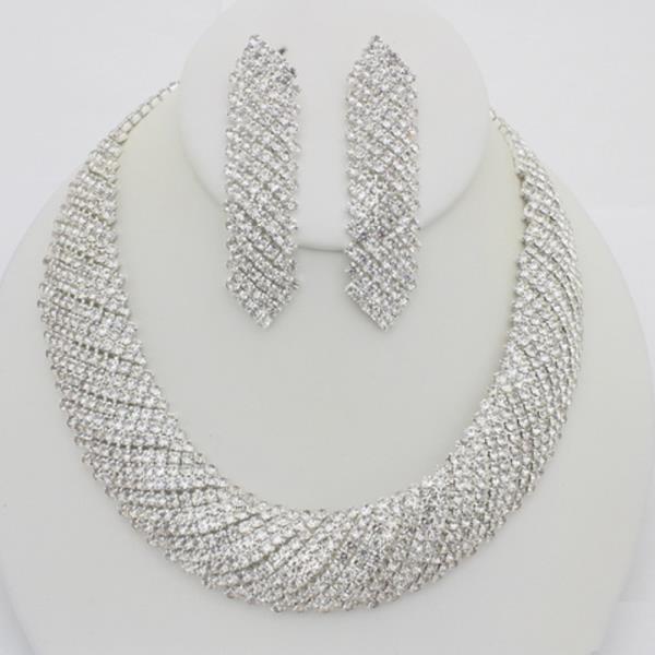 RHINESTONE NECKLACE EARRING SET