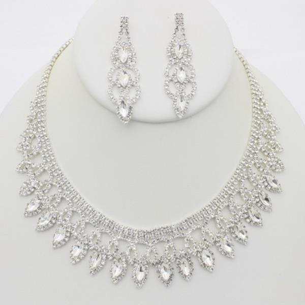 RHINESTONE NECKLACE EARRING SET