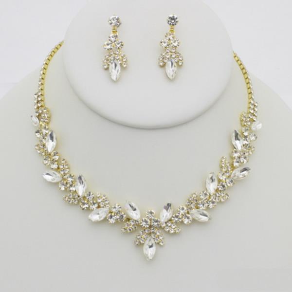 RHINESTONE NECKLACE EARRING SET