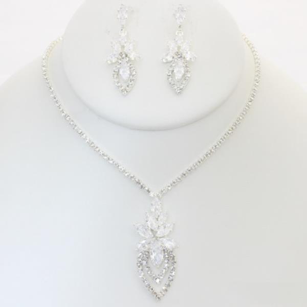 TEARDROP RHINESTONE NECKLACE EARRING SET