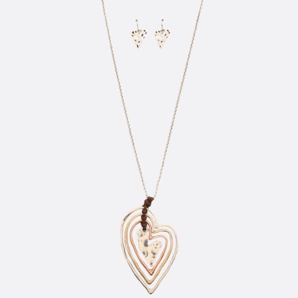 ABSTRACT HEART PENDANT METAL NECKLACE