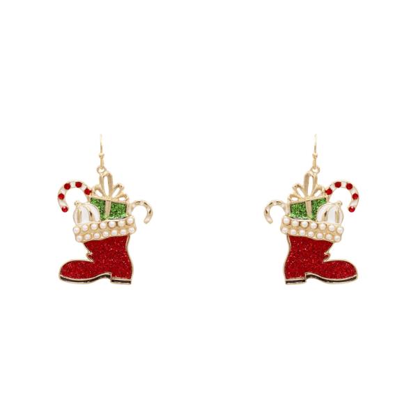 CHRISTMAS SANTA BOOTS DANGLE EARRING