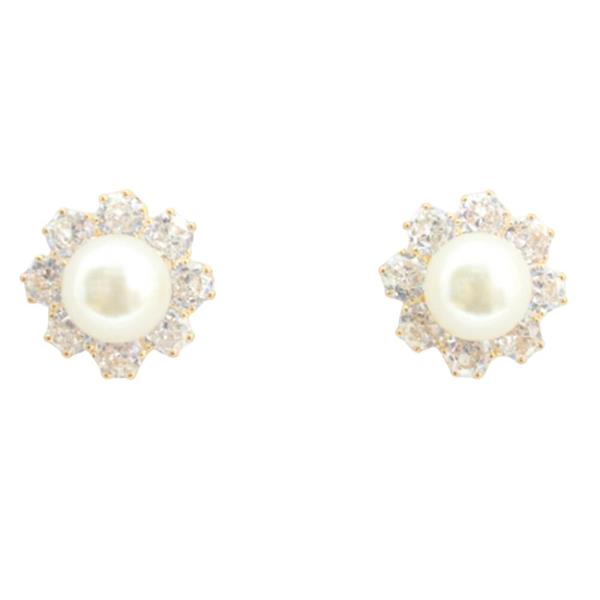 RHINESTONE PEARL POST EARRING