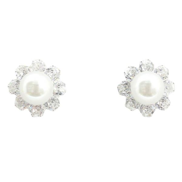 RHINESTONE PEARL POST EARRING