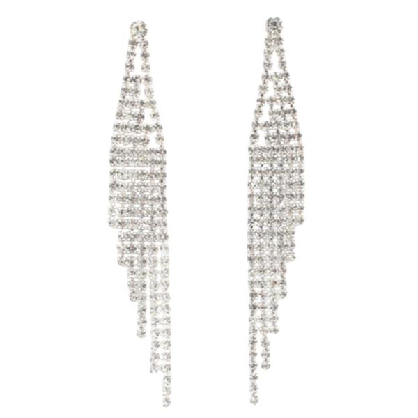 RHINESTONE BRIDAL FRINGE EARRING