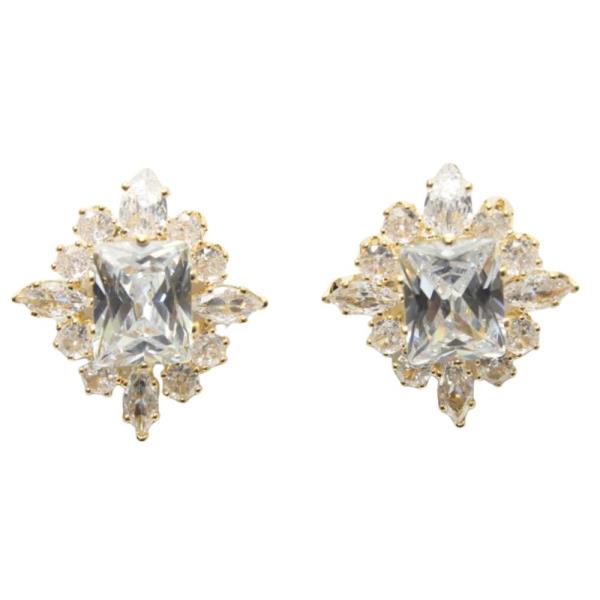 RHOMBUS CZ STONE POST EARRING