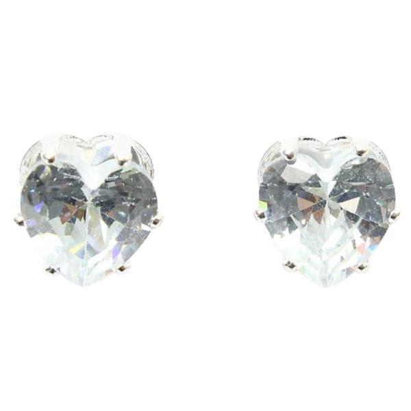 HEART CZ STONE STUD EARRING