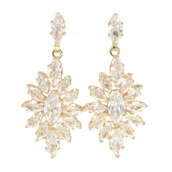 CZ CRYSTAL STONE FLOWER EARRING