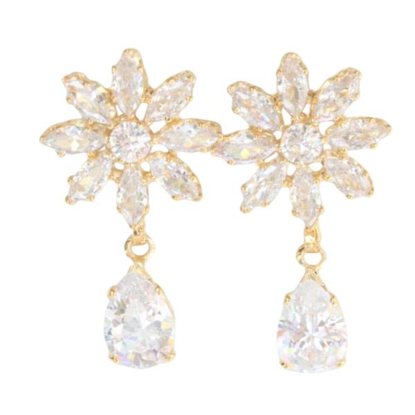 CZ CRYSTAL STONE FLOWER EARRING