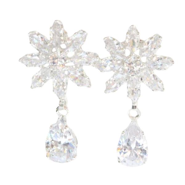 CZ CRYSTAL STONE FLOWER EARRING