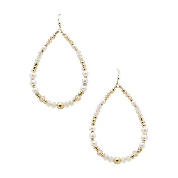 PEARL BEADED TEARDROP DANGLE EARRING