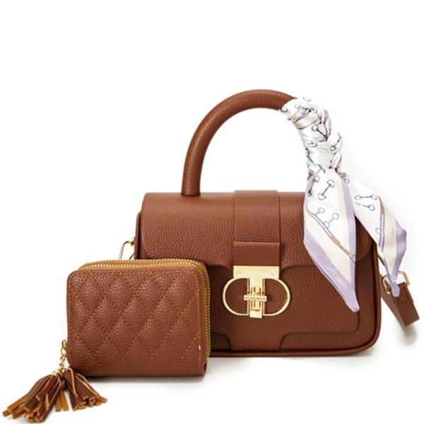 2IN1 SMOOTH CHIC SCARF SATCHEL W WALLET SET