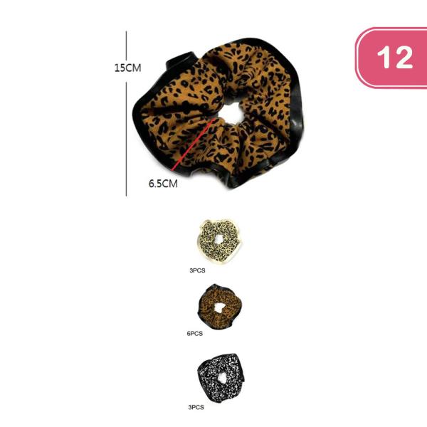 LEOPARD HAIR SCRUNCHIE (12 UNITS)