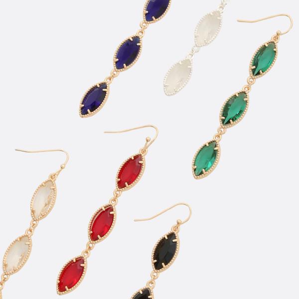 TRIPLE MARQUOISE CRYSTAL DANGLE EARRING