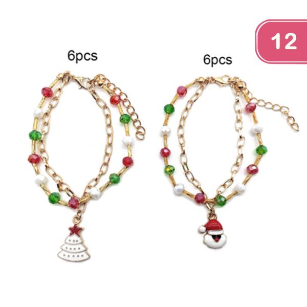 CHRISTMAS CHARM BRACELET (12 UNITS)